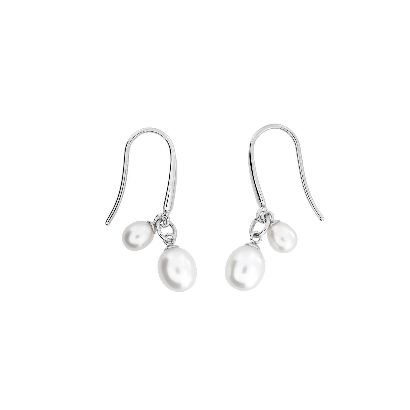 Twin Teardrop Freshwater Pearls Drop Earrings