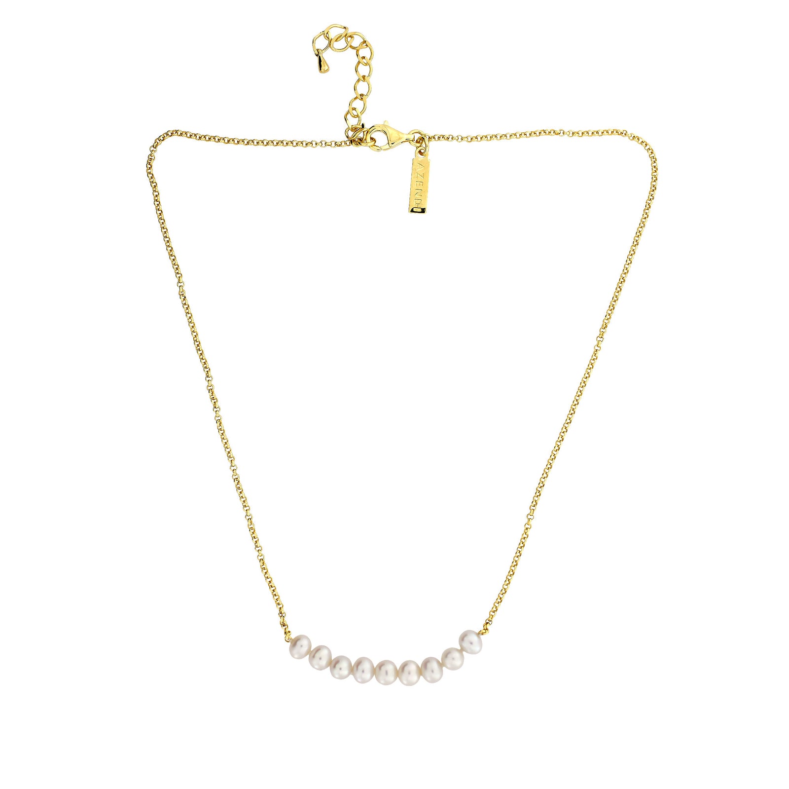 Simple Pearl Strand Necklace - Nine Pearls