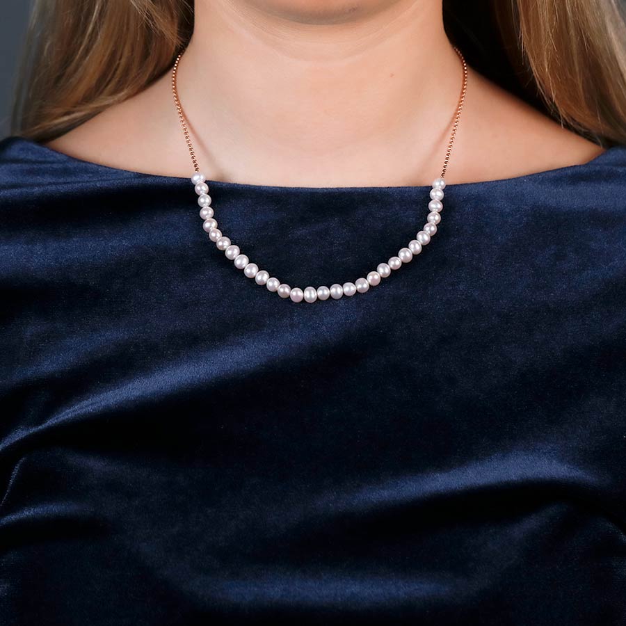 Simple Pearl Strand Necklace - Thirty Pearls