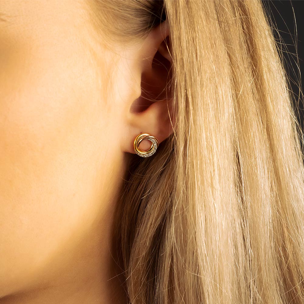 Entangled Love Knot Stud Earring with Pavé