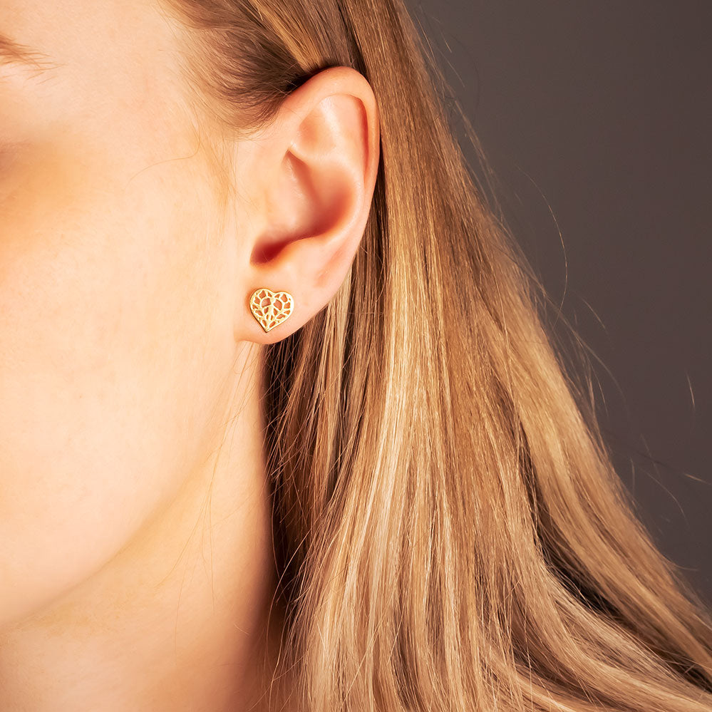 18 Carat Yellow Gold Heart of Yorkshire Stud Earrings