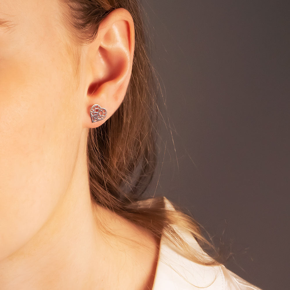 9 Carat White Gold Heart of Yorkshire Stud Earrings