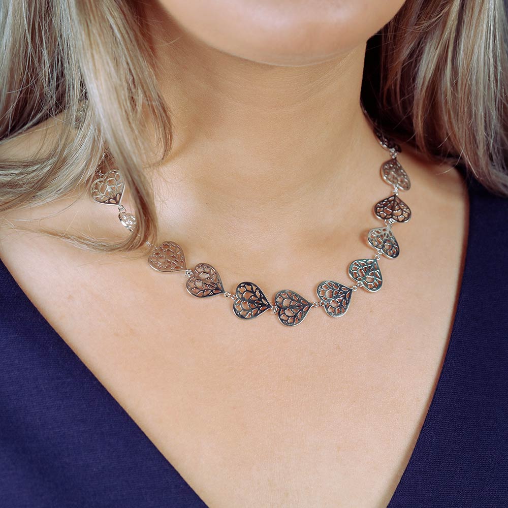 Silver Heart of Yorkshire Links Necklace