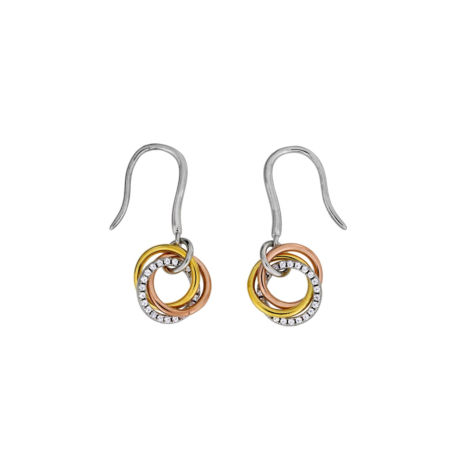 Entangled Mixed Vermeil Love Knot Simple Drop Earring - With Pavé