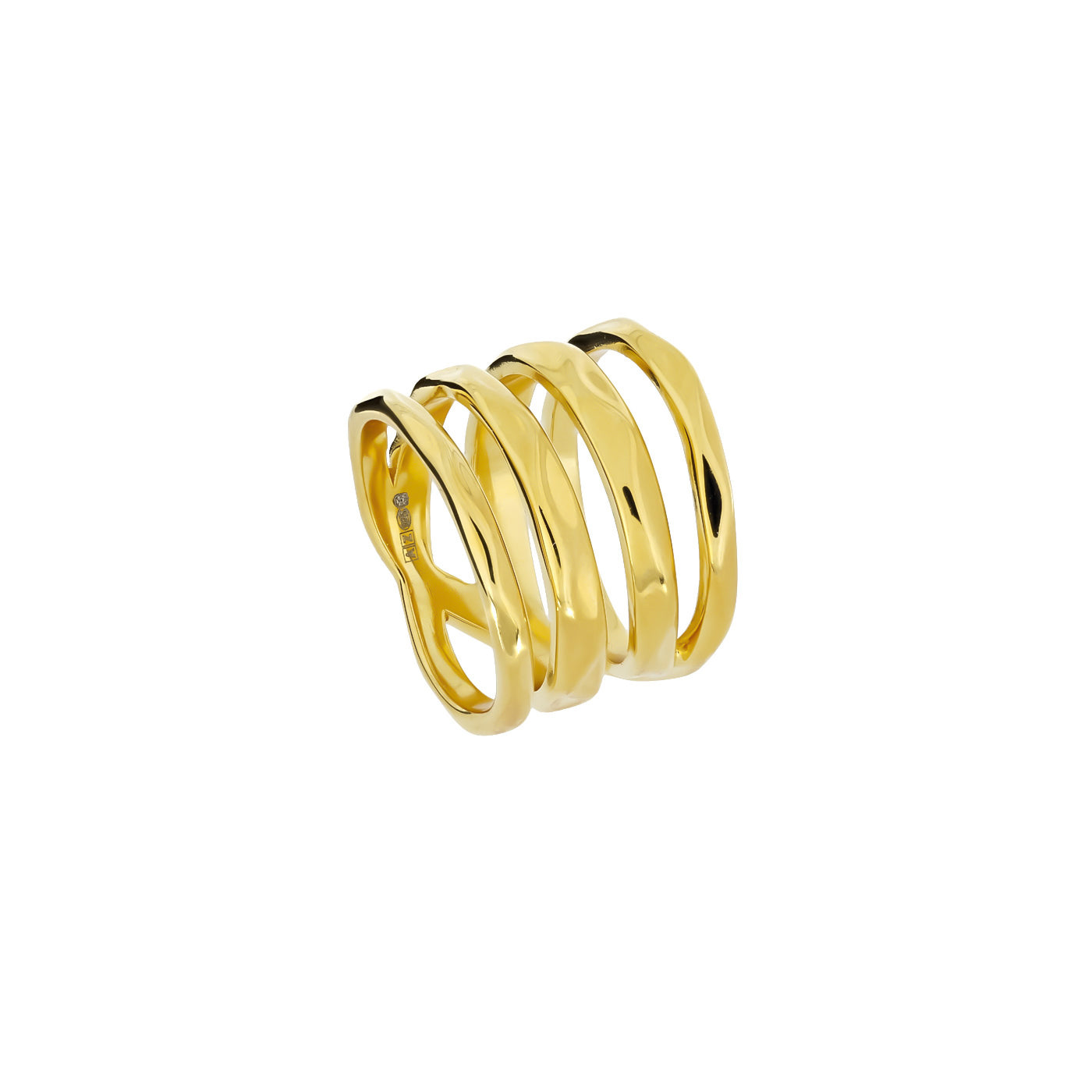 Hammered Crossover Wide Ring