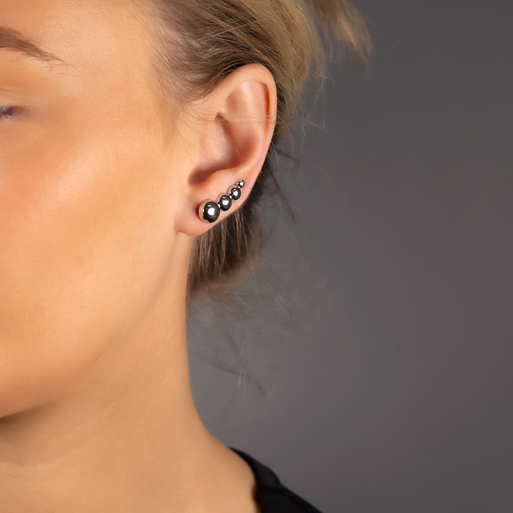 Silver Beads Ear Climber