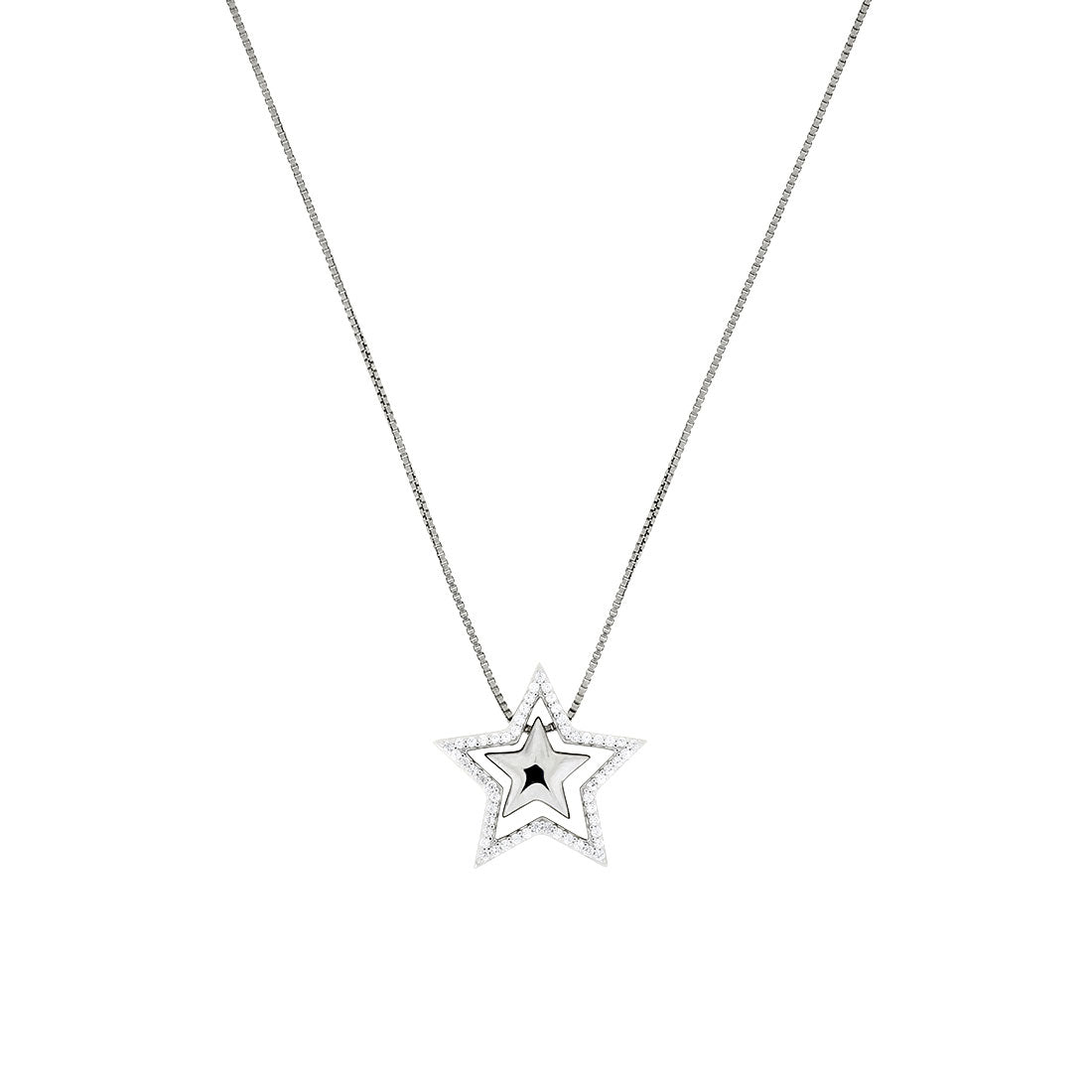 Silver & Pavé Two-Part Star Pendant