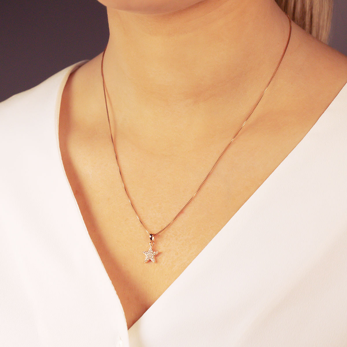 Little Pavé Star Pendant - Rose Gold Vermeil