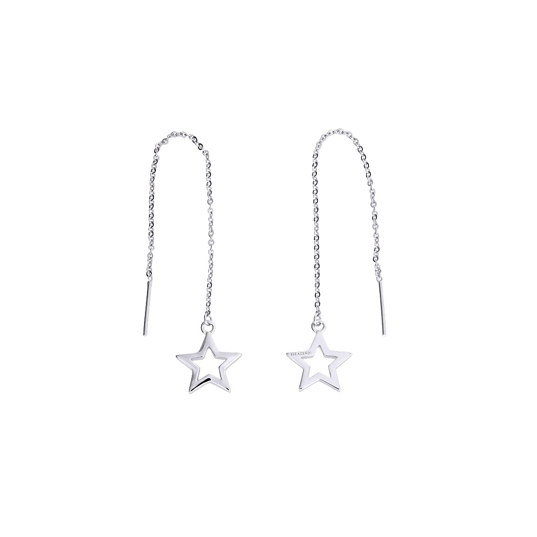 Silver Open Star Threader Earrings