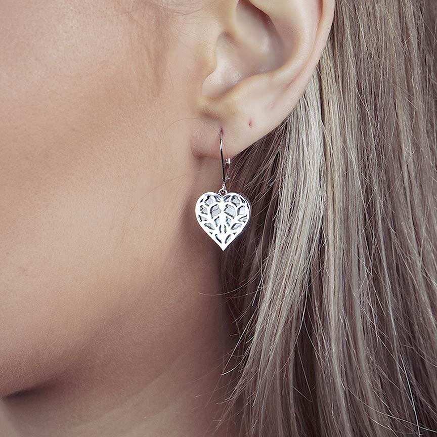 Silver Heart of Yorkshire Abalone Earrings