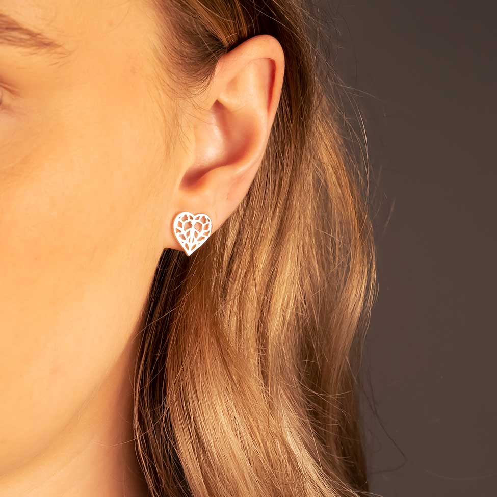 Silver Detailed Heart of Yorkshire Studs