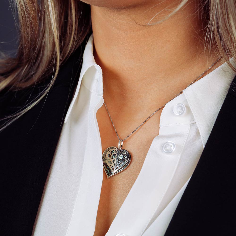 Silver Heart of Yorkshire Abalone Double Pendant