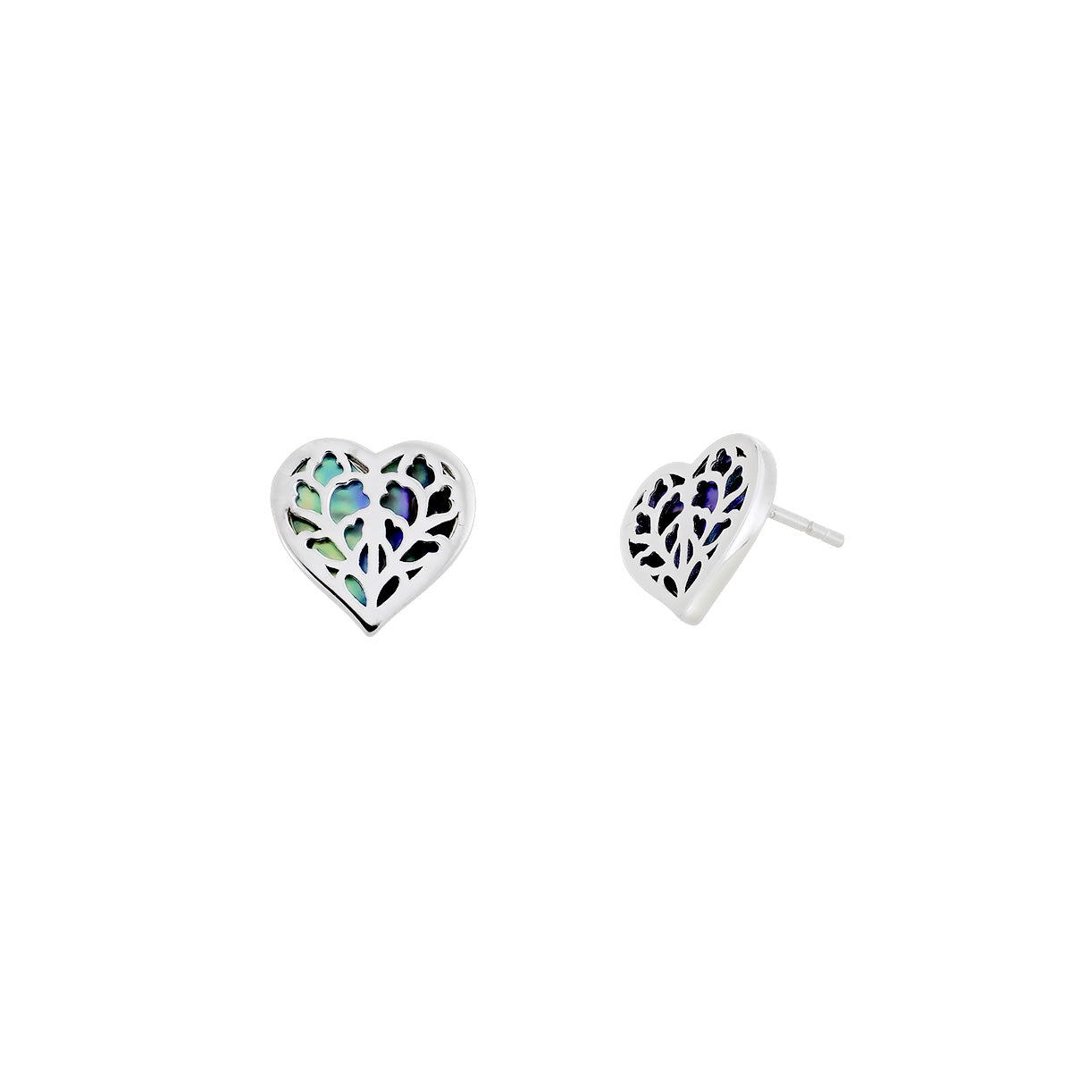 Silver Heart of Yorkshire Abalone Studs