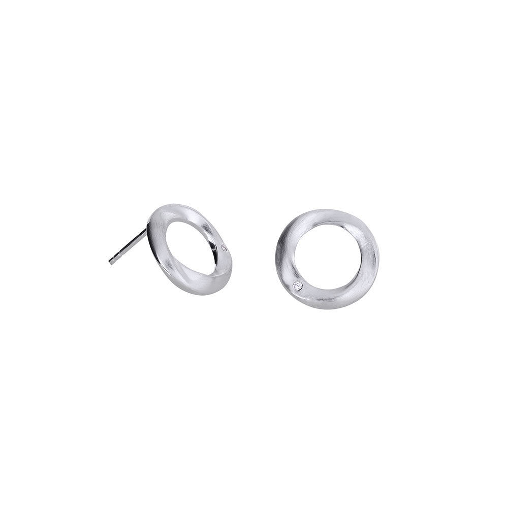 Silver & Diamond Twisting Circle Studs