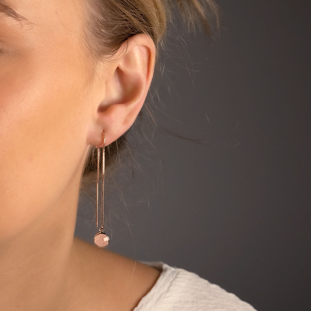 Rose Quartz Threader Earrings