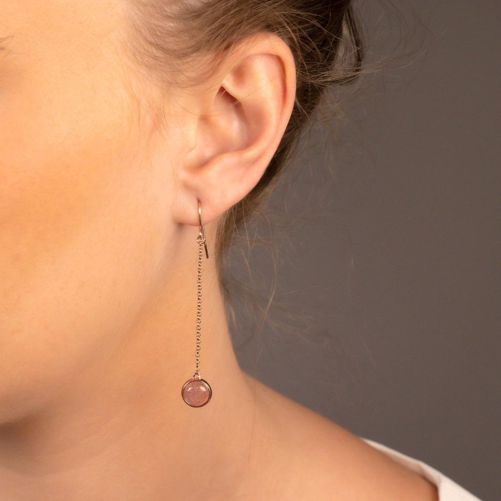 Ithica Drop Earrings with Strawberry Quartz