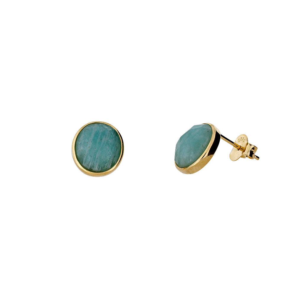 Amazonite Stud Earrings in Yellow Gold Vermeil
