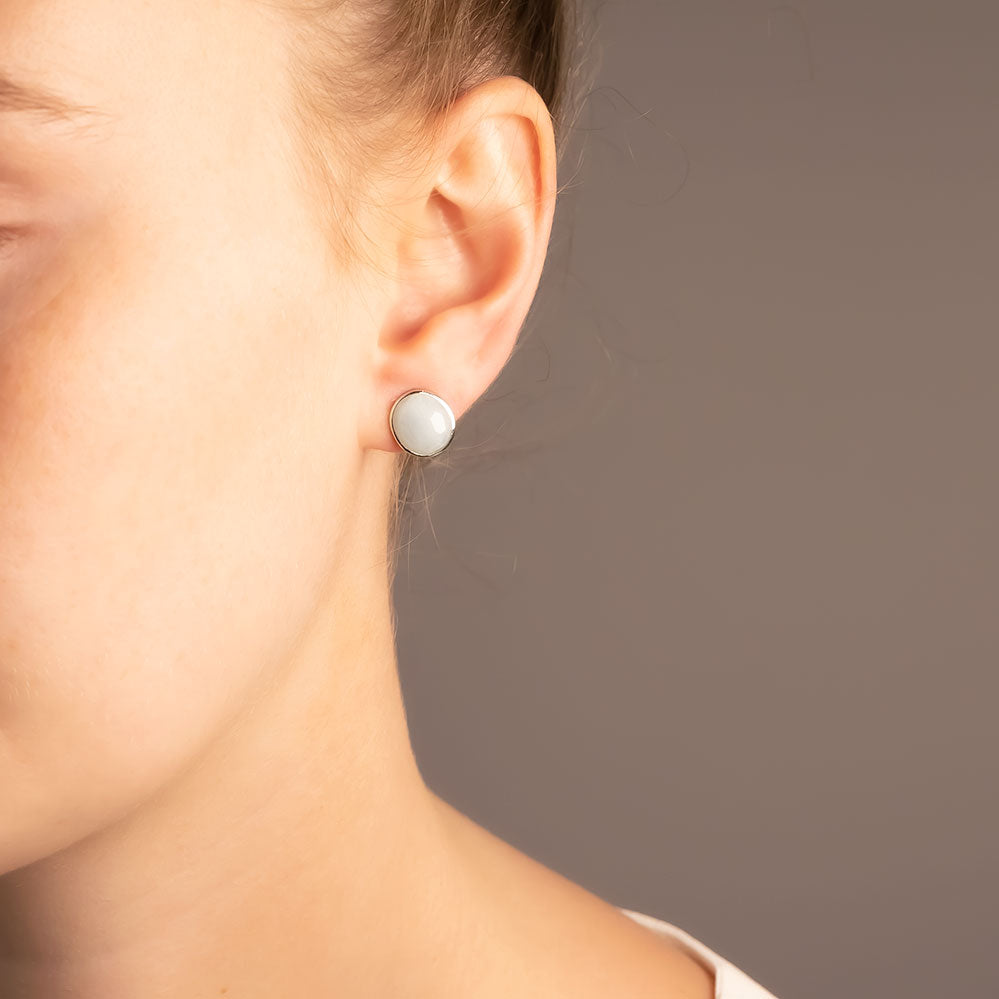Aqua Chalcedony Stud Earrings