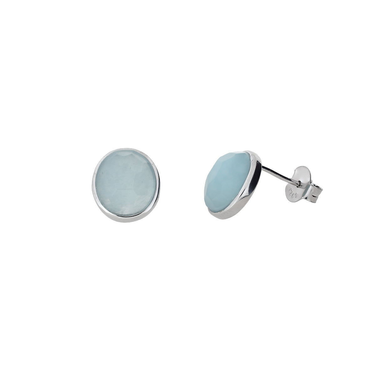 Aqua Chalcedony Stud Earrings