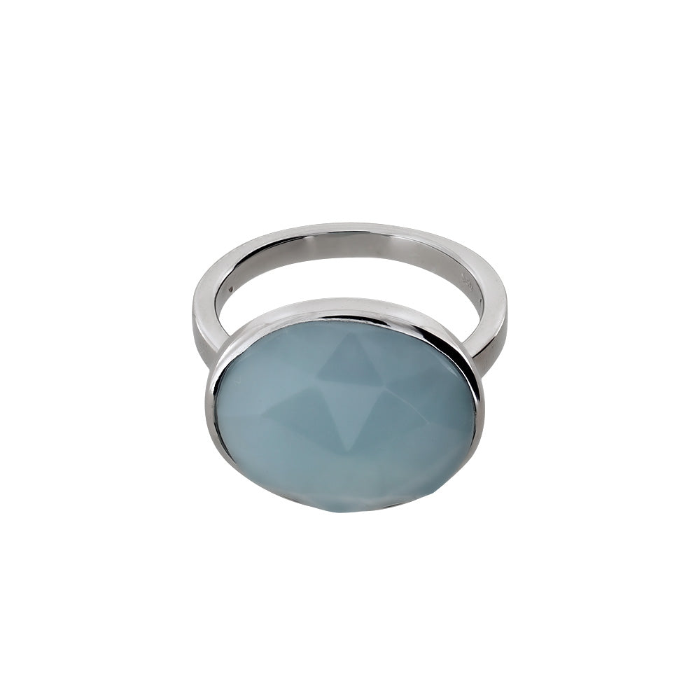 Silver & Aqua Chalcedony Ring