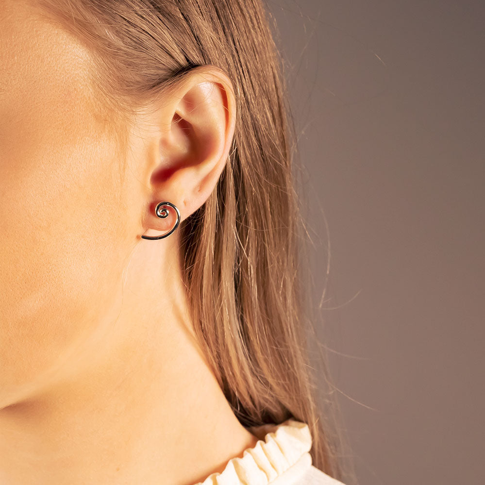 Spiral Stud Earrings in Sterling Silver