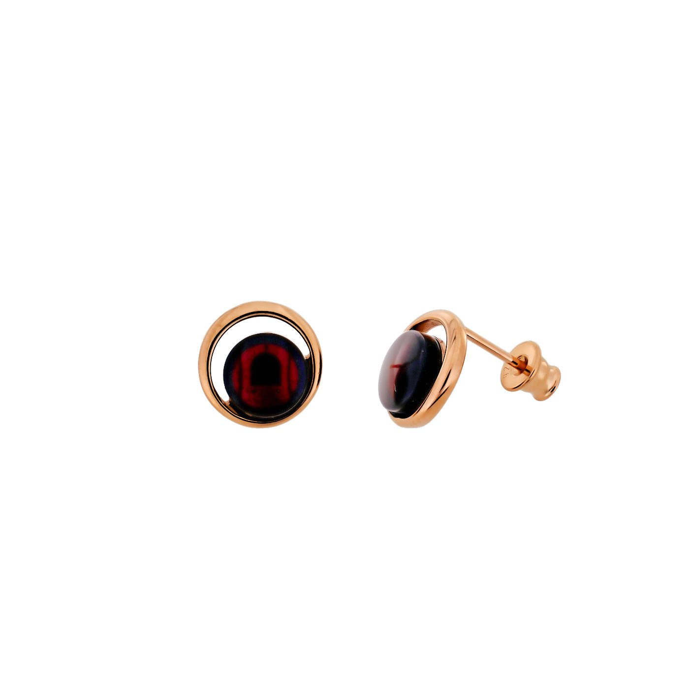 Rose Gold Vermeil & Cherry Amber Stud Earrings