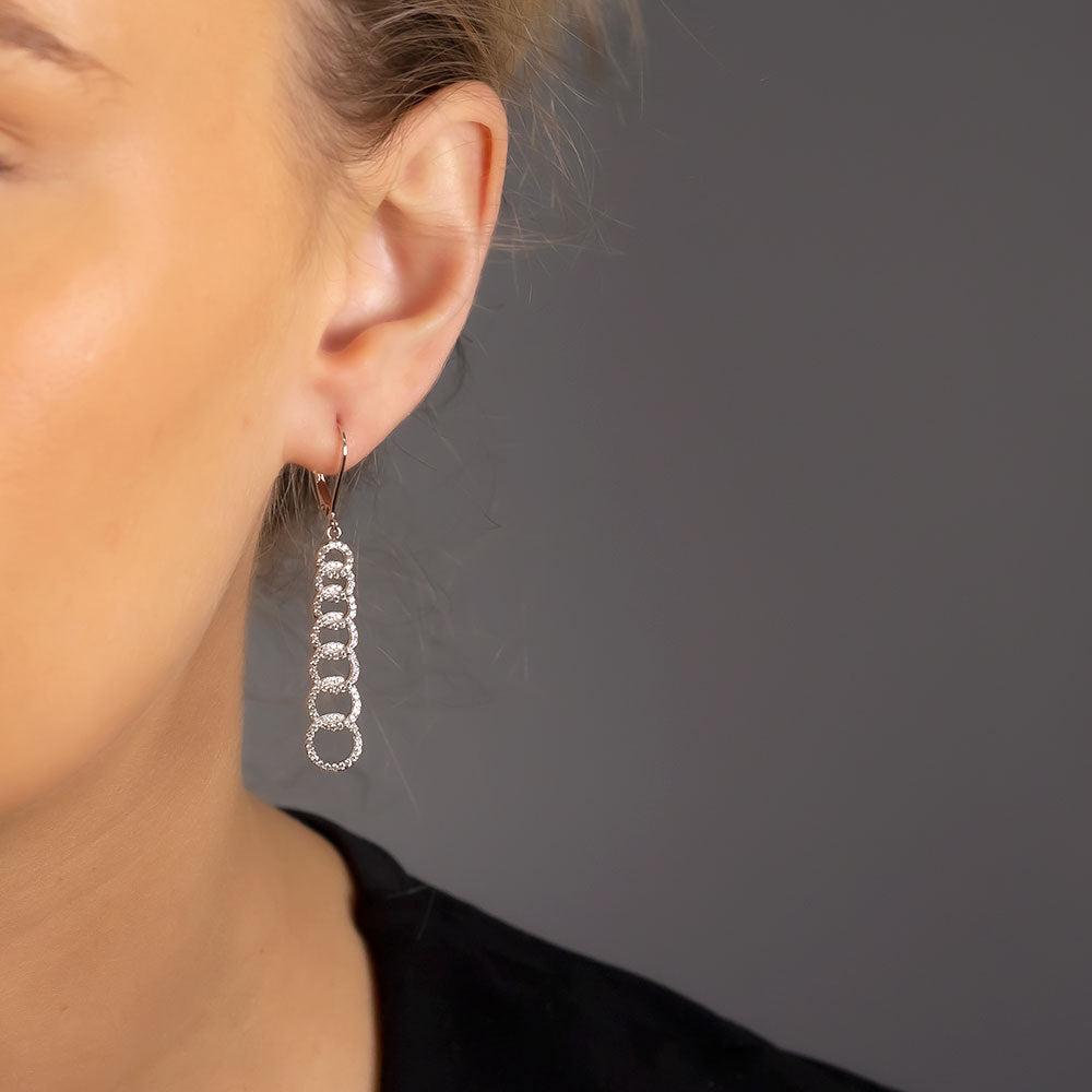 Pavé Seven Interlocking Circles Drop Earrings