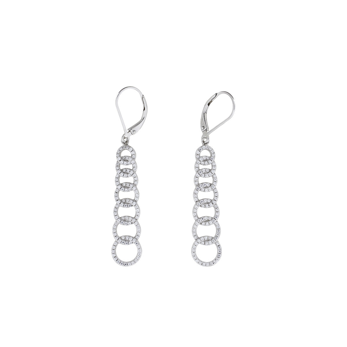 Pavé Seven Interlocking Circles Drop Earrings