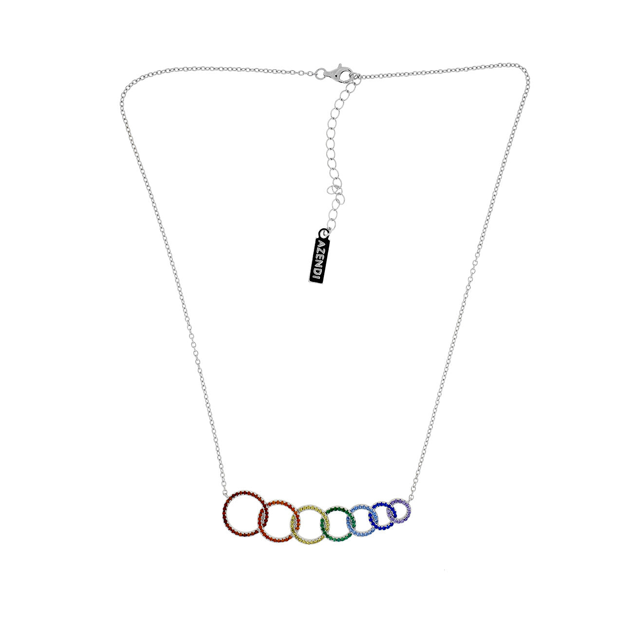 Rainbow Pavé Interlocking Seven Circles Necklace
