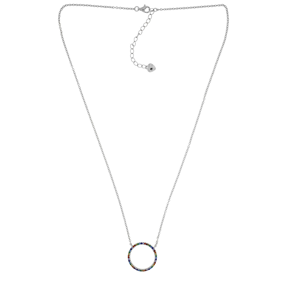 Pavé Rainbow Open Circle Necklace