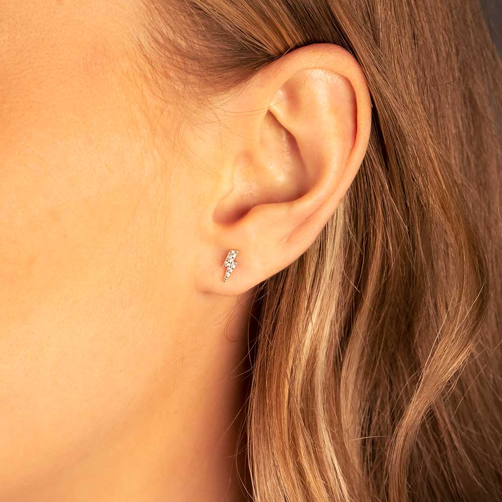 Mini Lightning Bolt Stud Earrings