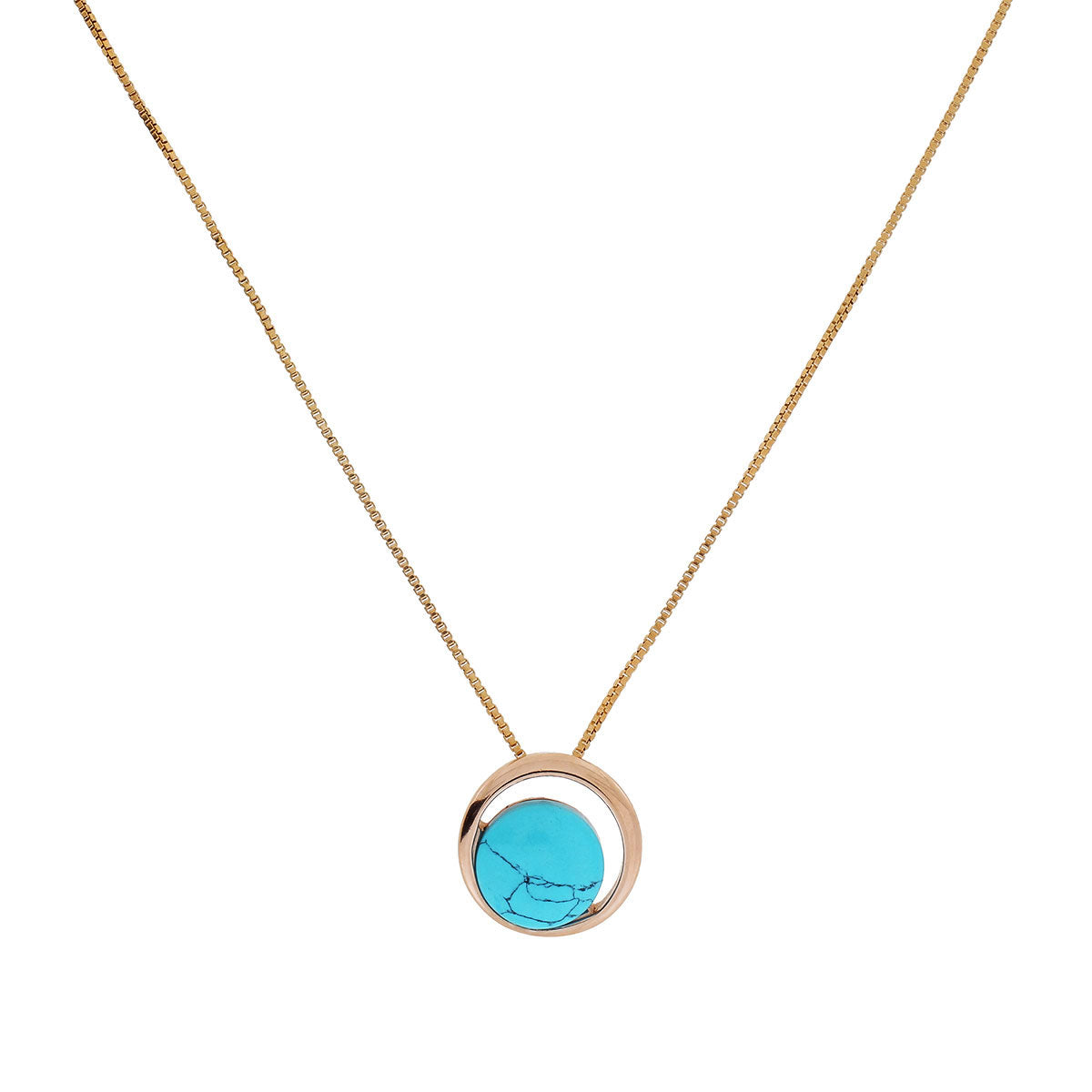 Rose Gold Vermeil &amp; Turquoise Circle Pendant