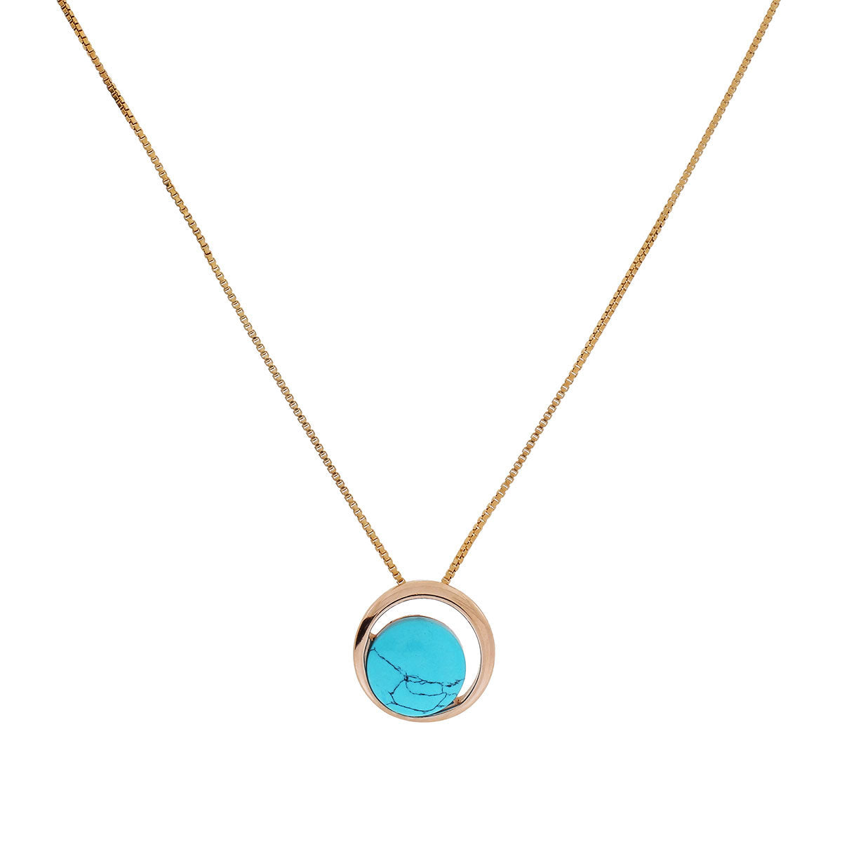 Rose Gold Vermeil & Turquoise Circle Pendant