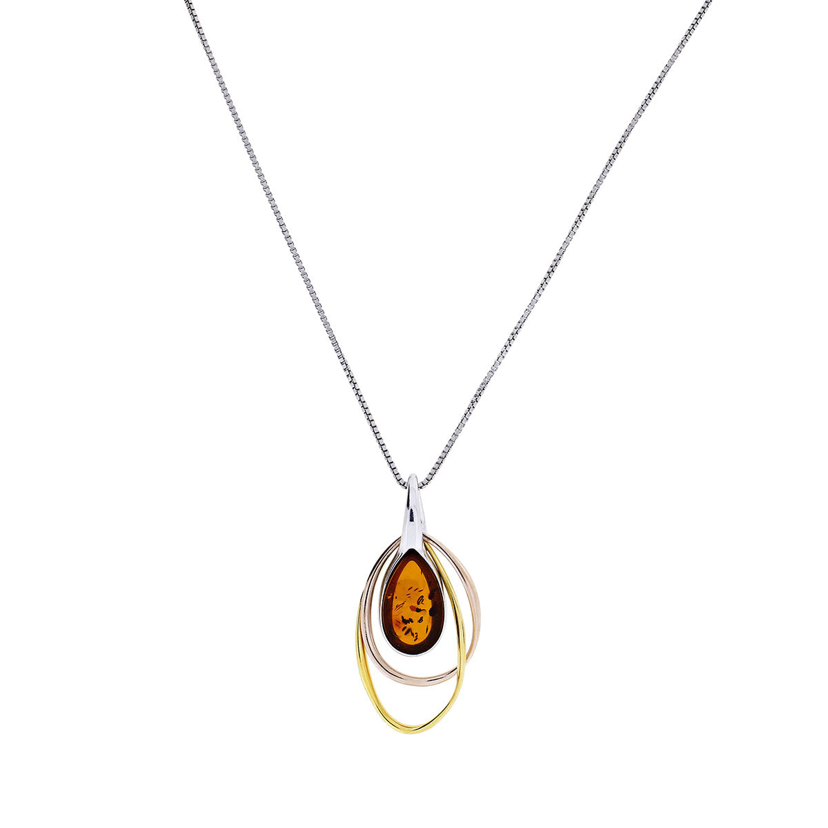Three Colour Teardrop Amber Pendant