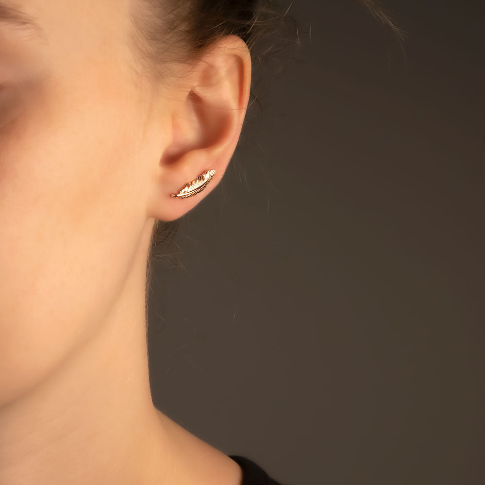Rose Gold Vermeil Feather Ear Climber
