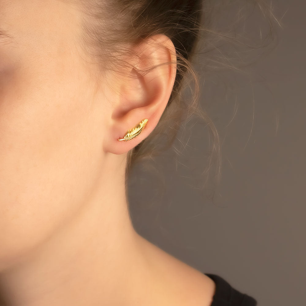Yellow Gold Vermeil Feather Ear Climber