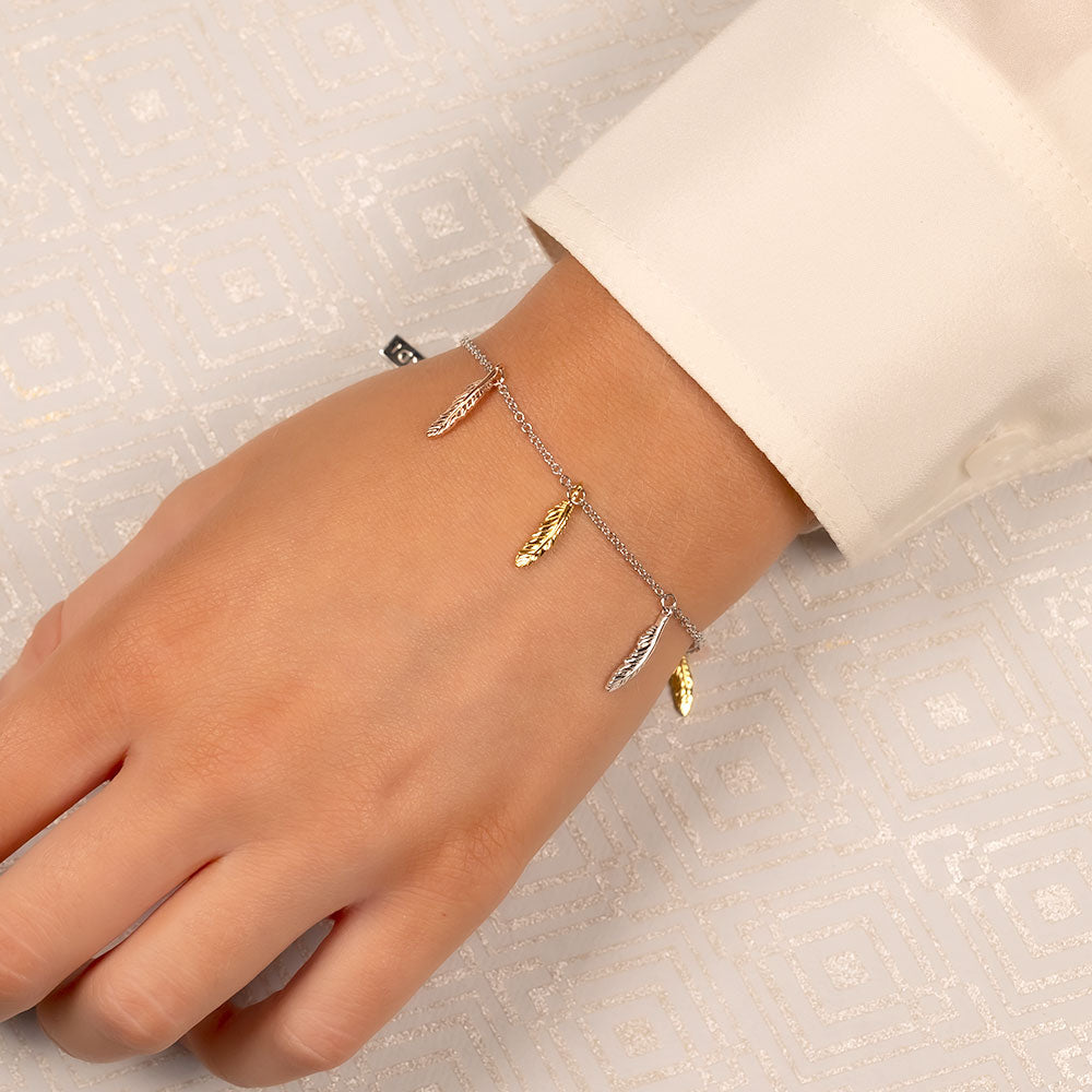 Silver & Gold Vermeil Six Feathers Bracelet