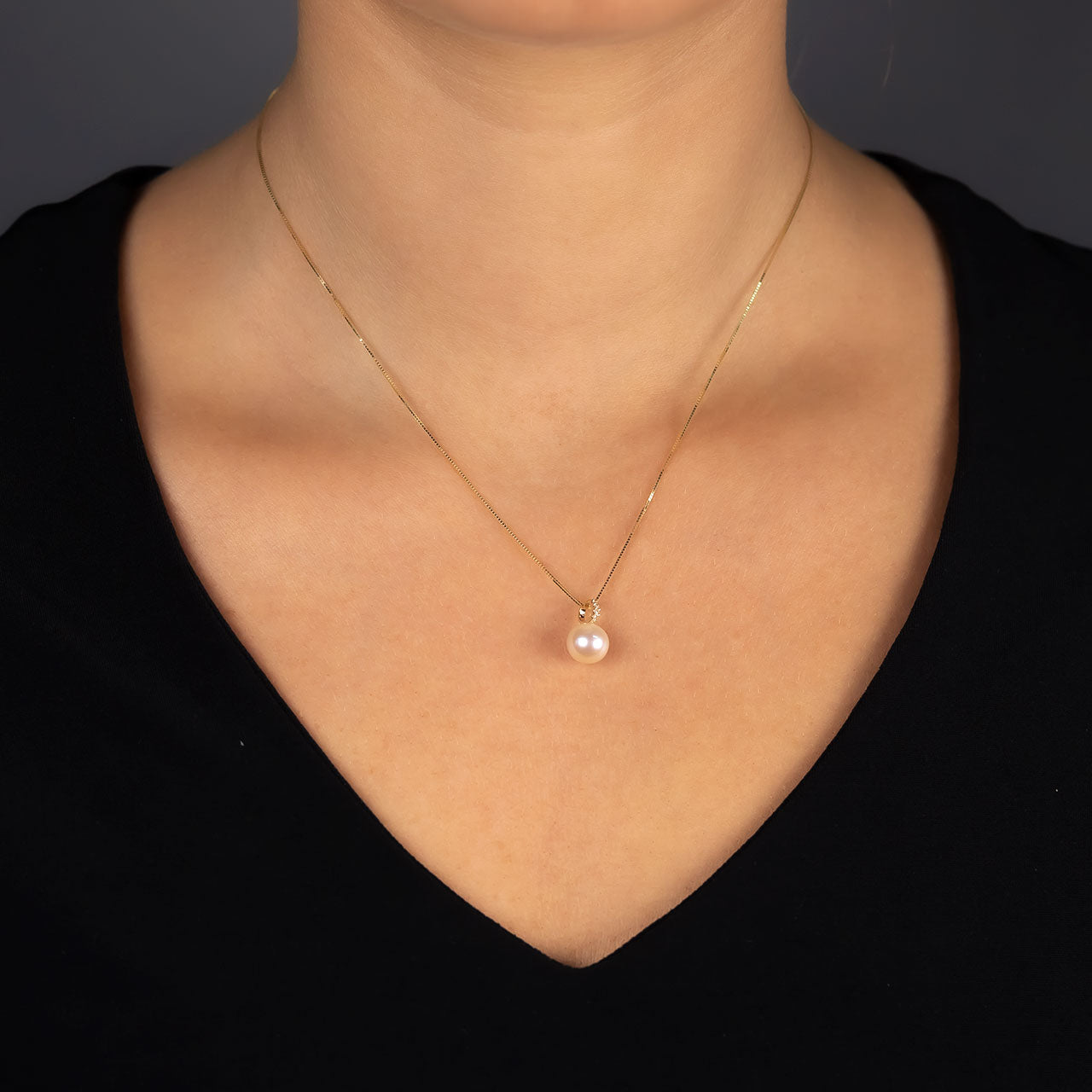 9 Carat Yellow Gold, Pearl and Diamond Pendant