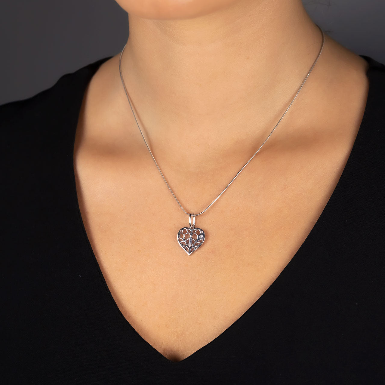 9 Carat White Gold & Diamond Heart of Yorkshire Pendant