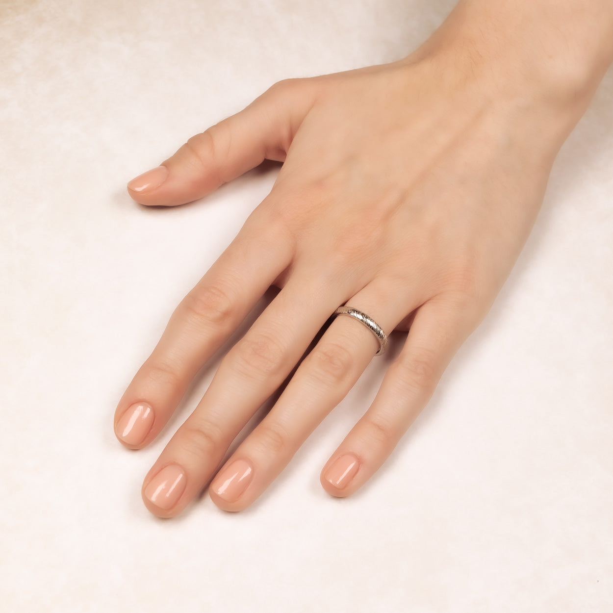 Sterling Silver Diagonal Textured Elements Ring