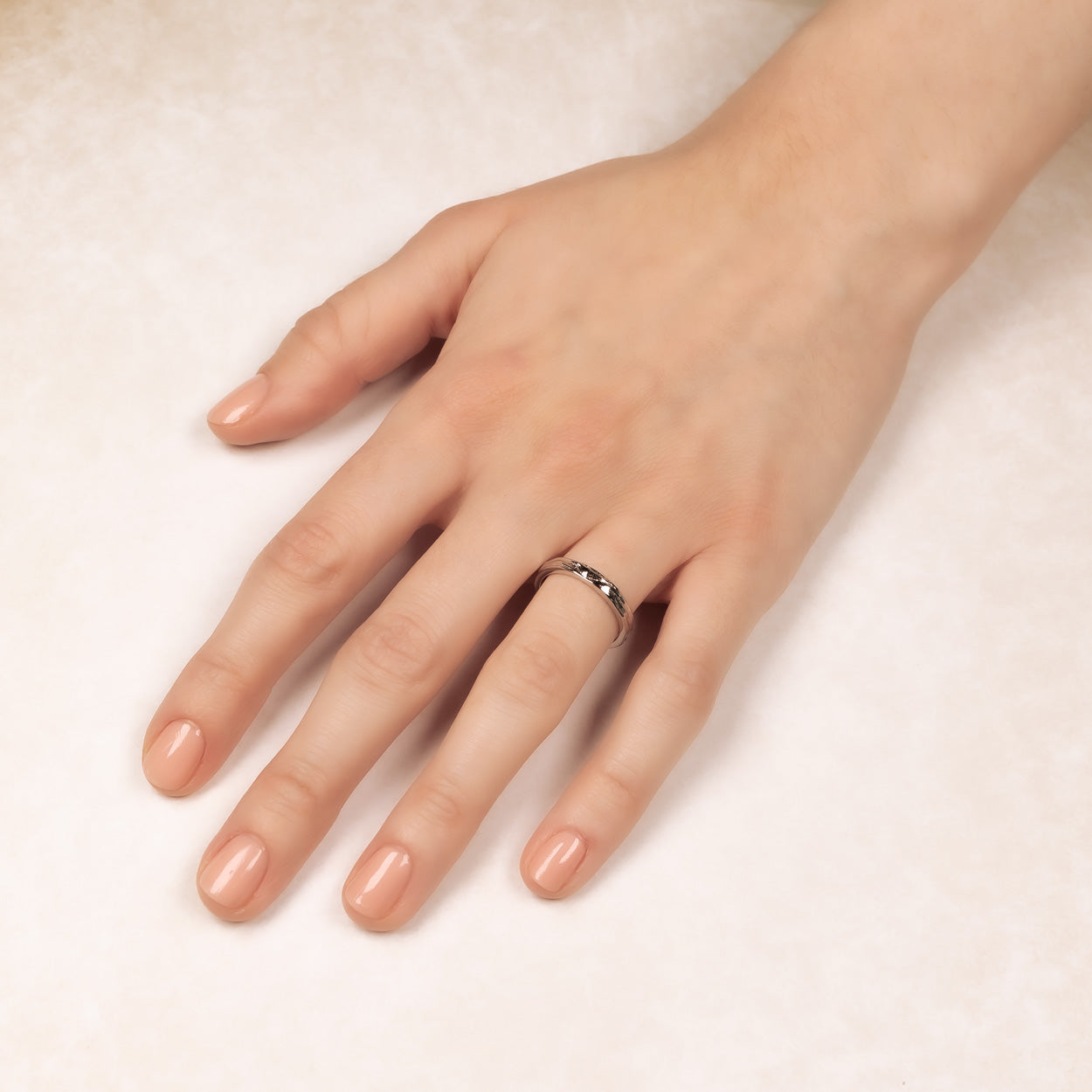 Sterling Silver Textured Waves Elements Ring