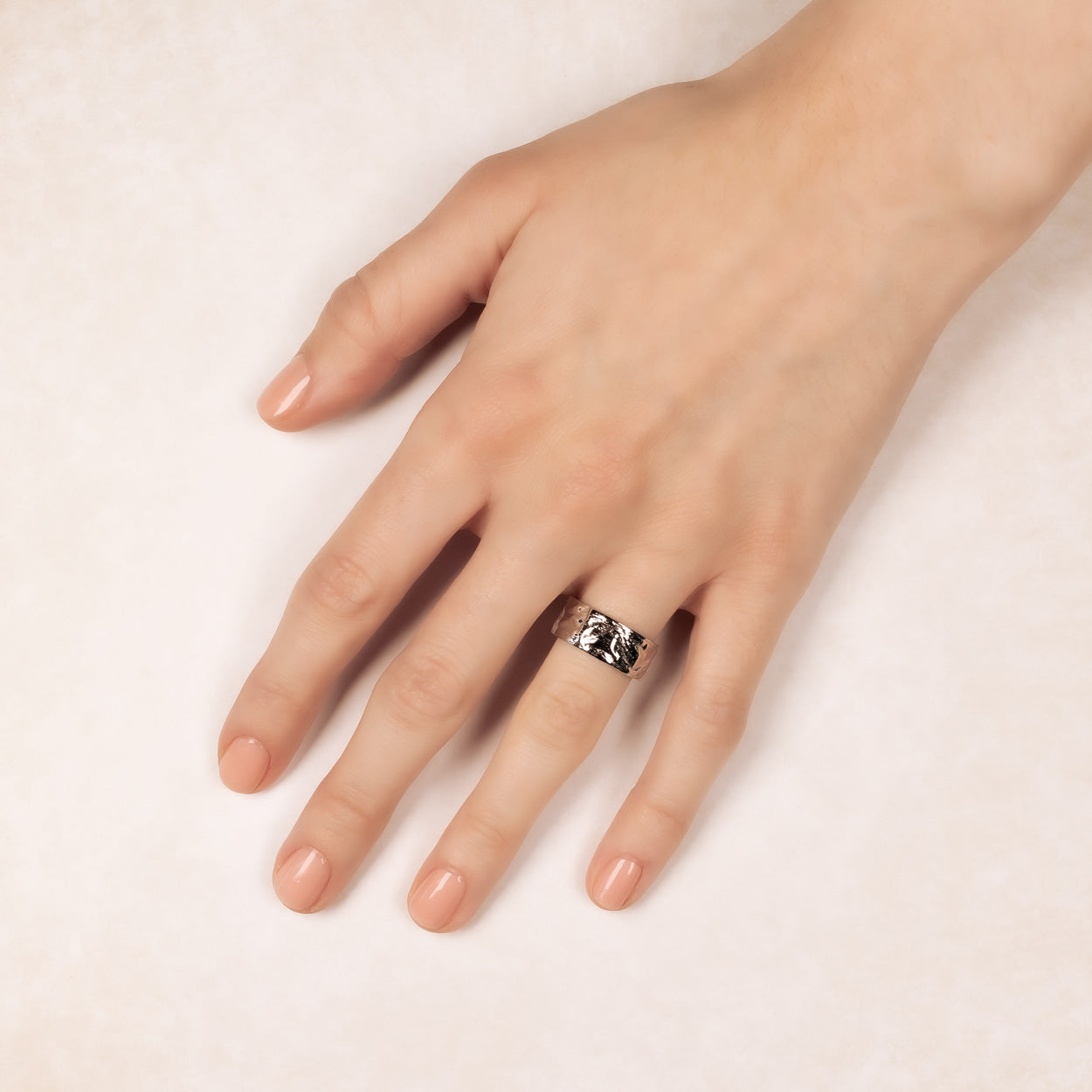 Sterling Silver Textured Waves Elements Ring