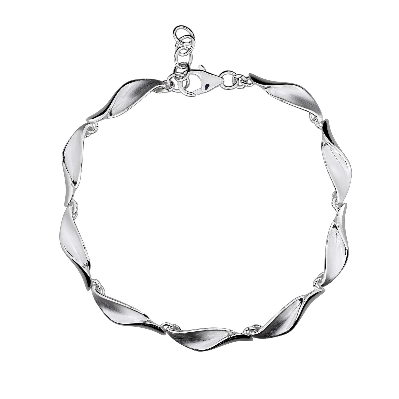 Silver Satin & Polished Folded Waves Bracelet