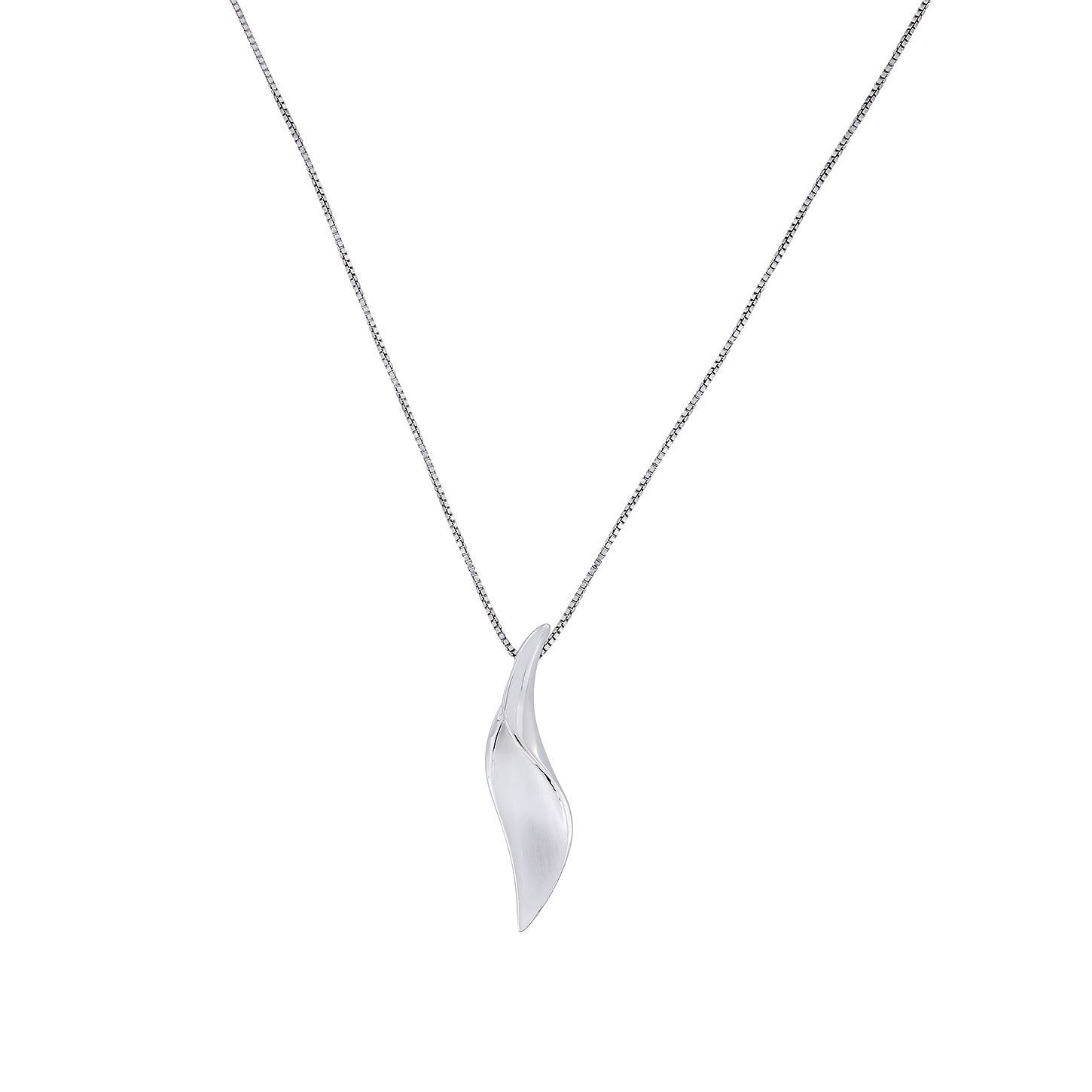 Silver Satin & Polished Folded Curve Pendant
