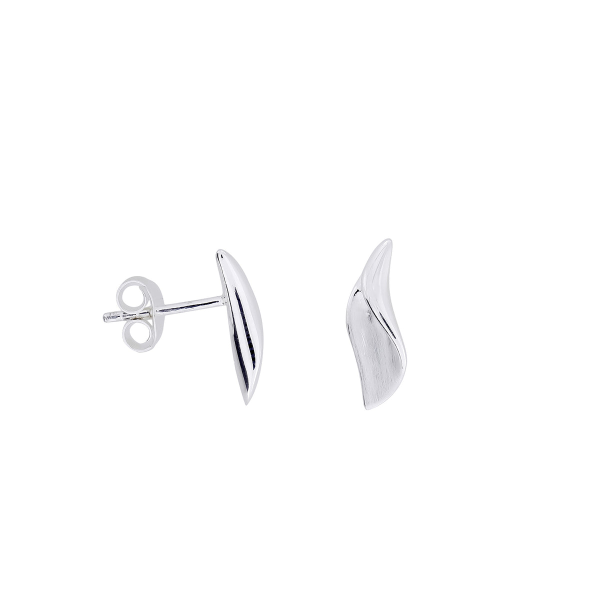 Silver Folded Curve Stud Earrings