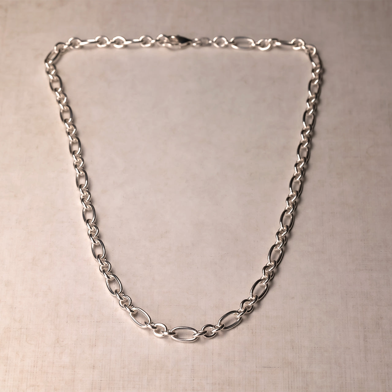 Silver Oval Links Necklace
