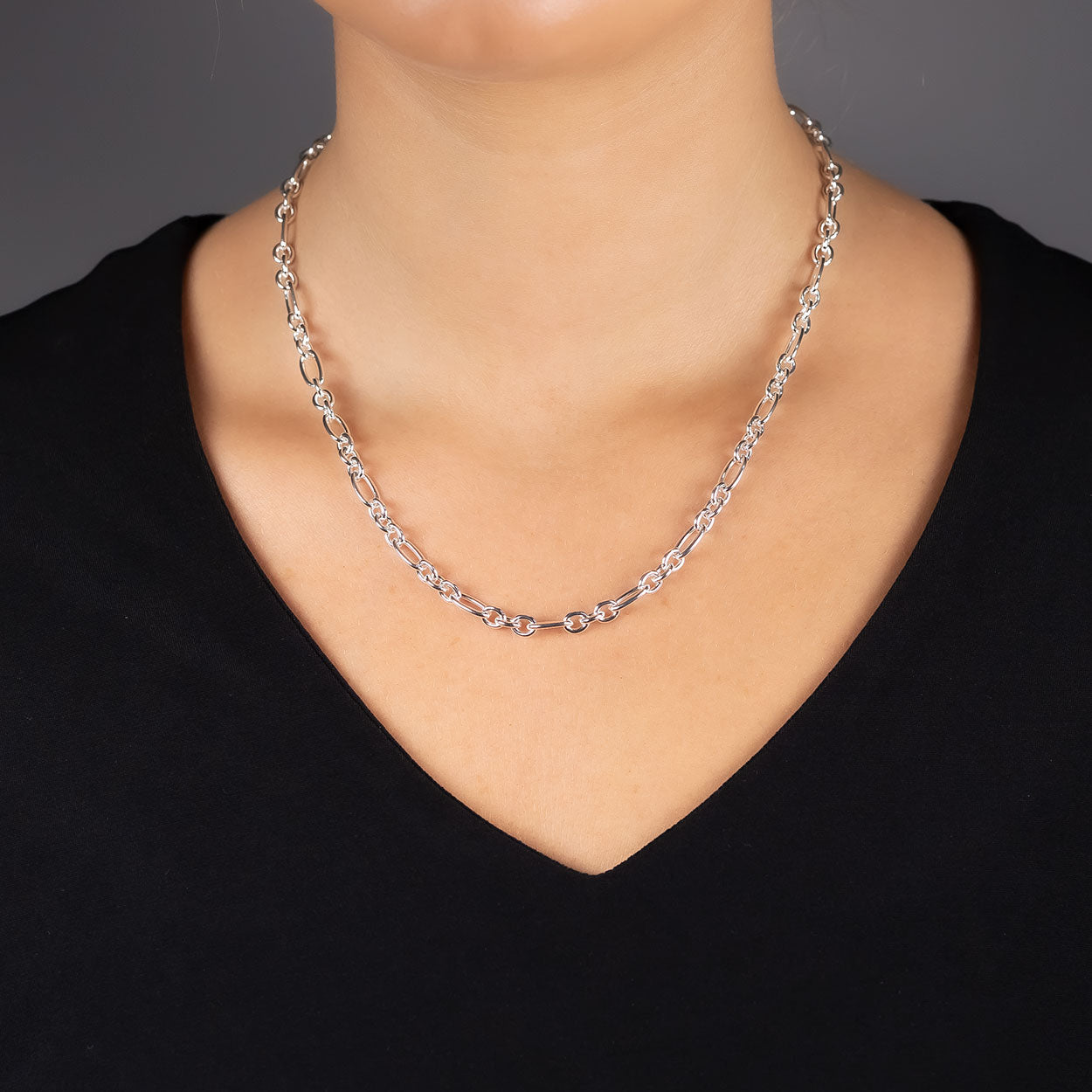 Silver Oval Links Necklace