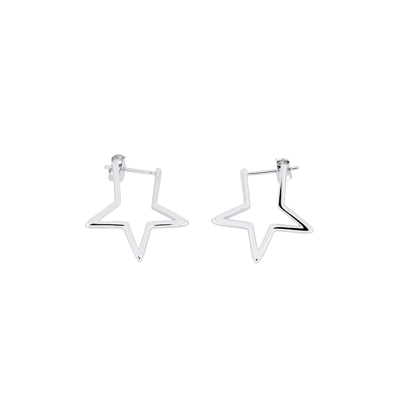 Silver Star Hoop Earrings