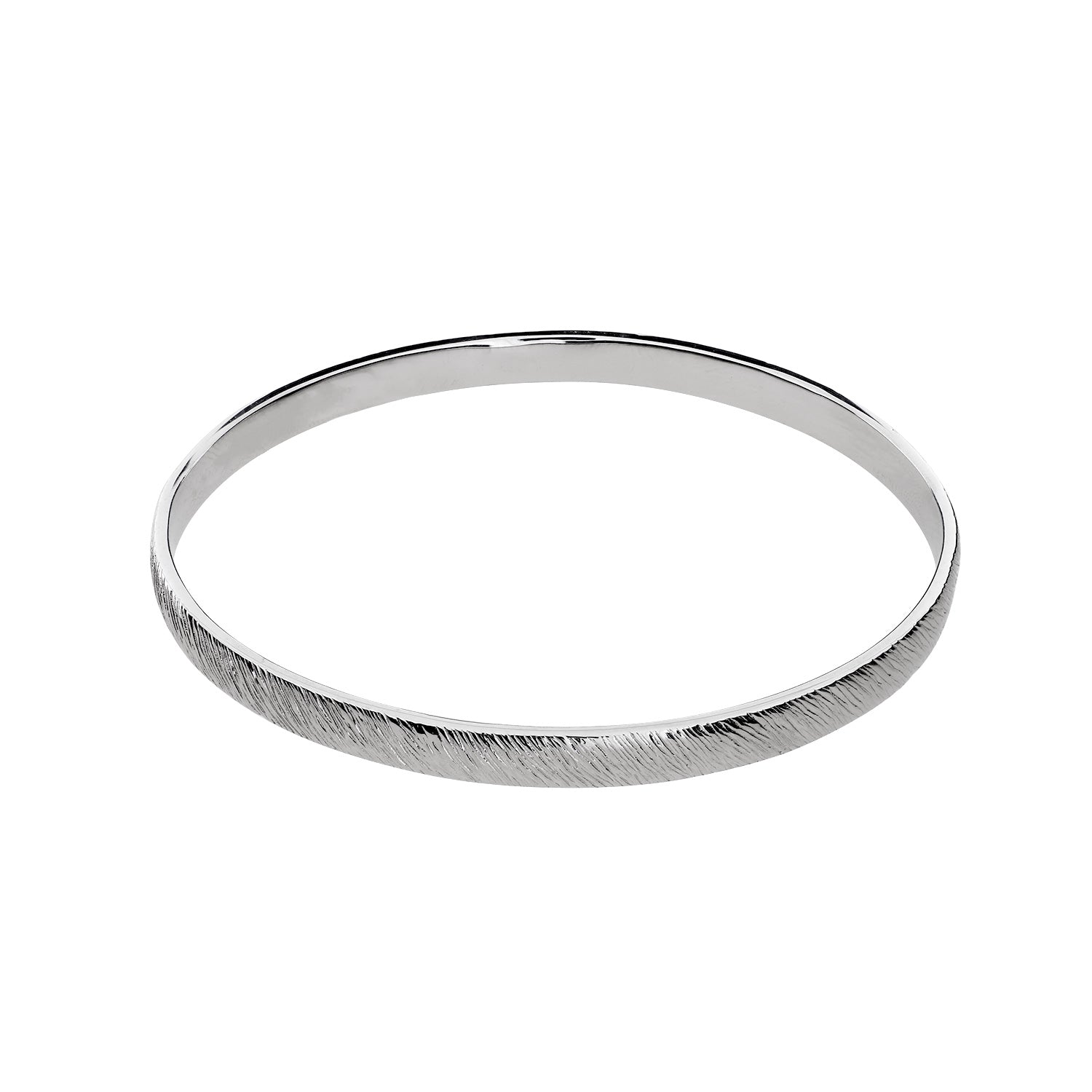 Sterling Silver Diagonal Textured Elements Bangle