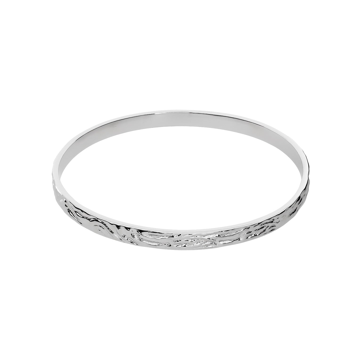 Sterling Silver Textured Waves Elements Bangle